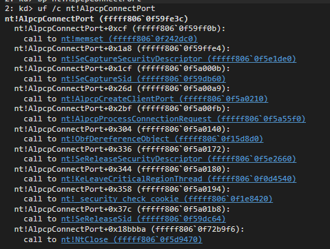 uf /c AlpcpConnectPort