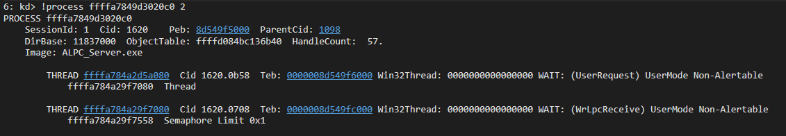 uf /c AlpcpReceiveMessage