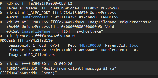 Client Comm Port address recycled to svchost