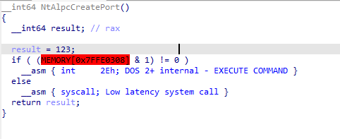 IDA Decompilation of ntdll!NtAlpcCreatePort